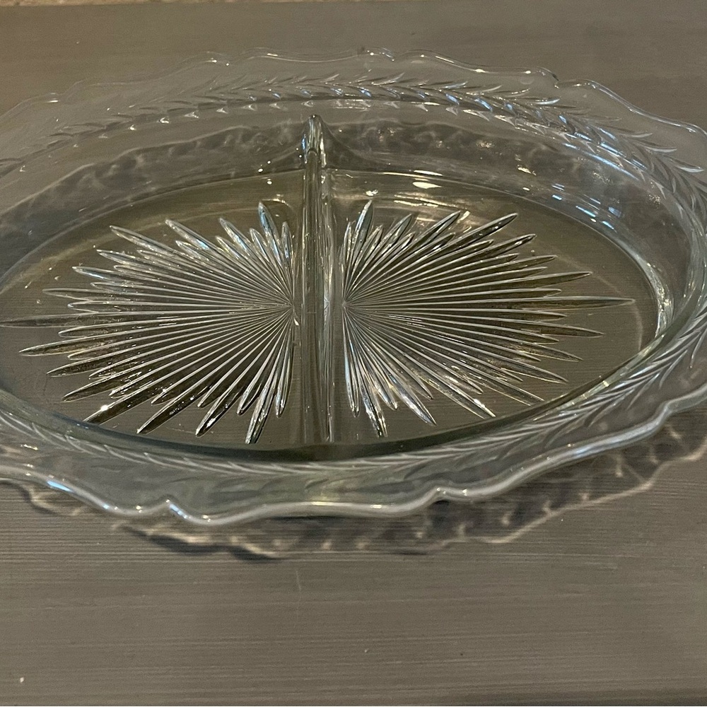 Vintage 8” Oval Depression Glass Dish.